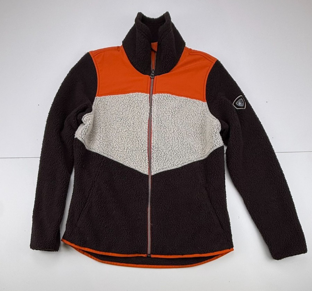 KUHL Womens Fleece Jacket Size 22 Brown Orange Cream Sherpa Full Zip Outdoor